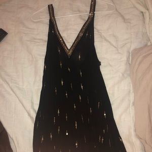 Free People black dress with gold sequin detail